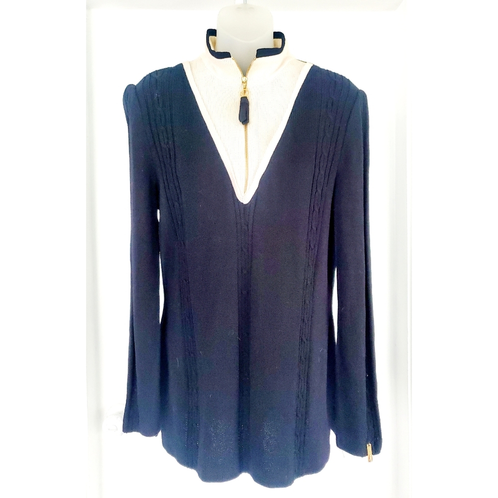 St. John Sport By Marie Gray Black & Off White Sweater